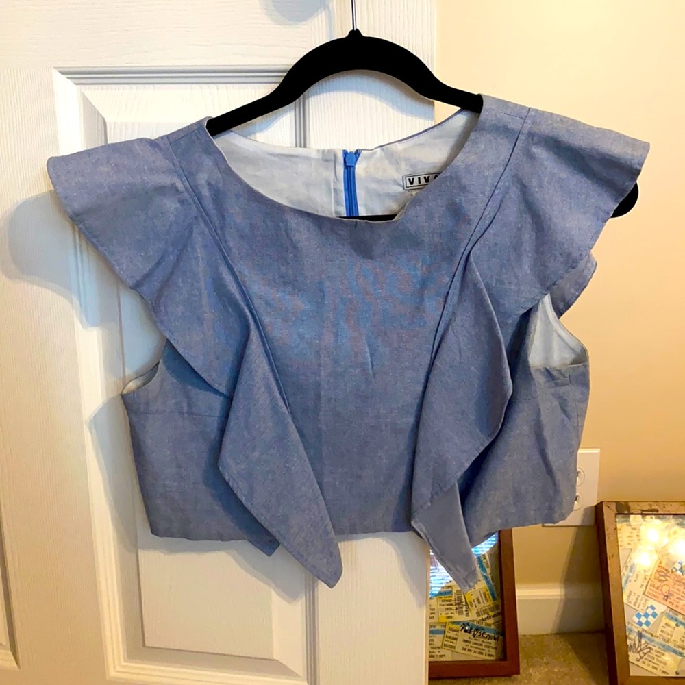 Viva Aviva Silk Organza ruffle top